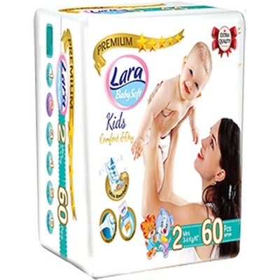 Lara Бебешки пелени Lara Premium - Mini, 3-6 kg, 60 броя (54302)