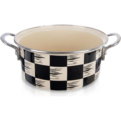 Orion Kastrol ŠACHOVNICE Lem 2,2 l 20 cm smaltovaný plech, nerezová ocel, kov béžová, černá, 8592381207007
