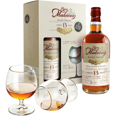 Malecon 13 Años 50,5% 0,7 l (dárčekové balenie 2 poháre)