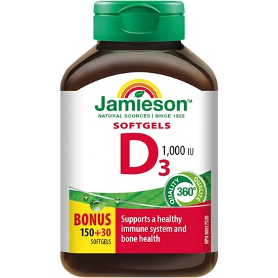 Jamieson Vitamín D3 1000IU 180 kapslí