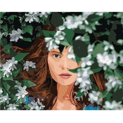 zuty Malování Podle Čísel Zrzavá Žena A Bílé Květiny 80 x 100 Cm Plátno Rám
