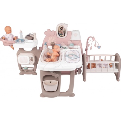 Smoby Domček pre bábiku Large Doll's Play Center Natur D'Amour Baby Nurse trojkrídlový s 23 doplnkami (kuchynka, kúpelňa, spálňa)
