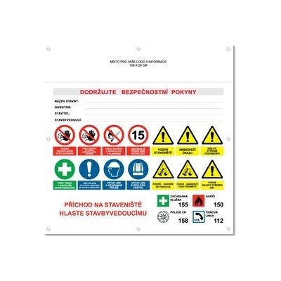 AREÁL STAVBY 2 bezpečnostní banner s logem firmy - 100x100 cm