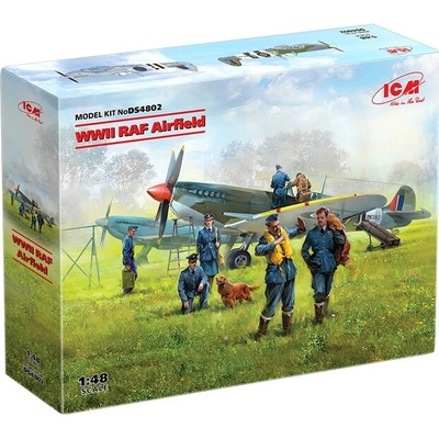 ICM WWII RAF Airfield Spitfire Mk.IX Spitfire Mk.VII 7 figures Diorama Set 1:48