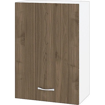 ИРИМ Горен шкаф с врата и рафт Сити БО-18 бяло гладко / орех адмирал 50 см