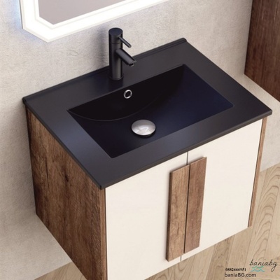Inter Ceramic Долен конзолен pvc шкаф за баня bg 6451 + 5953b-2 ЧЕРЕН МАТ