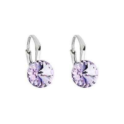 Evolution Group Cz Stříbrné náušnice s Crystals from Swarovski Violet 31229.3 Violet
