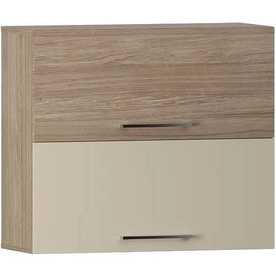 Горен кухненски шкаф Domino Havana L80 дъб хавана и кашмир супер гланц