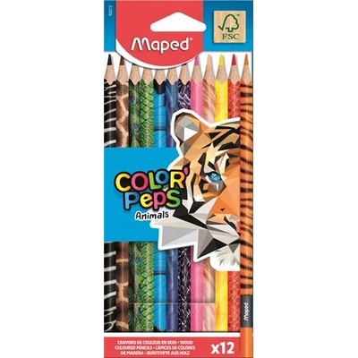Maped Комплект цветни моливи, триъгълни, MAPED "ColorPeps Animal", 12 различни цвята 832212FC (832212FC)