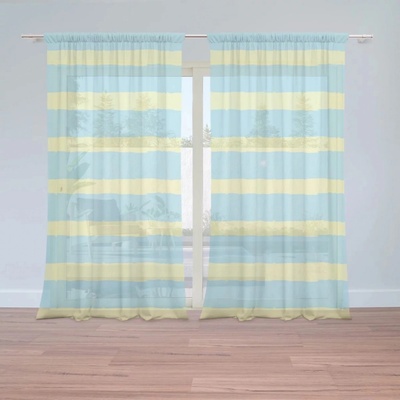 Záclony Modrožluté pruhy: 2 ks - 150x250 cm - Sablio