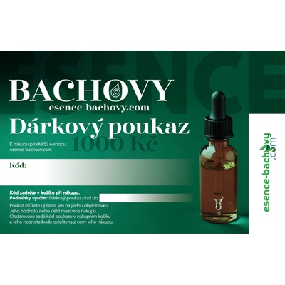 Dárkové poukazy na nákup Bachových esencí Hodnota poukázky: 1000