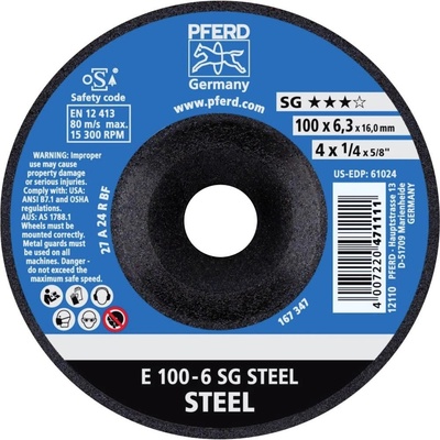 Pferd E 100-6 Brúsny kotúč lomený 100 x 16 mm ocel 62210626 10 ks