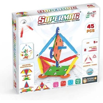 Supermag магнитен строителен комплект Multicolor 45 бр