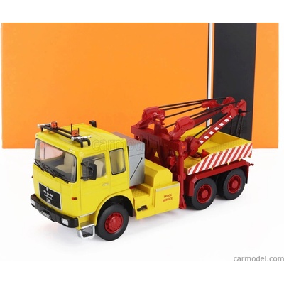 Ixo-models MAN F8 26.281 Tractor Truck 3-assi 1982 Carro Attrezzi Wrecker Road Service Žlutá Červená 1:43