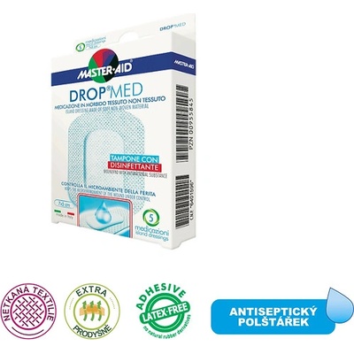 Master Aid Náplast antiseptická DROP MED, 7 x 5 cm/5ks s polštářkem