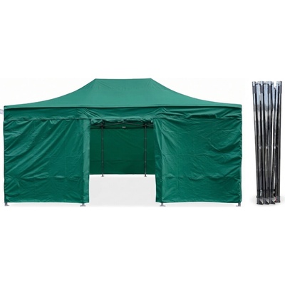 TENTino Nožnicový párty stan 4x6 m / 8 nôh STEEL HEXAGON 9A - ZELENÁ