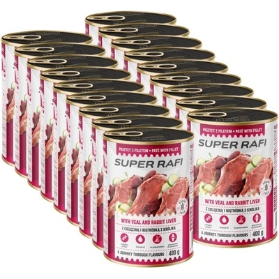 Super Rafi s teľacím mäsom a králičou pečeňou 18 x 400 g