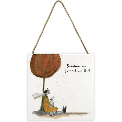 Dřevěný obraz Sam Toft - Sometimes We Just Sit and Think, 20 × 20 cm