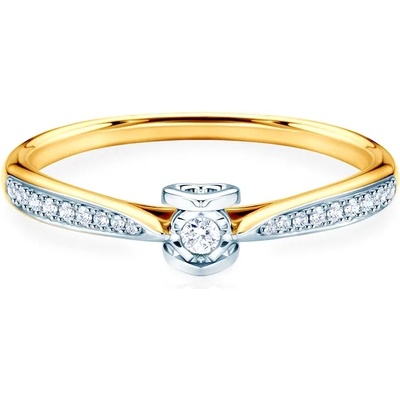 SAVICKI Годежен пръстен със страничен камък: два цвята злато. диаманти