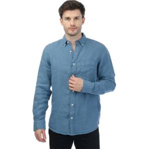 Gant Regular Fit Garment Dyed Linen Shirt - Blue