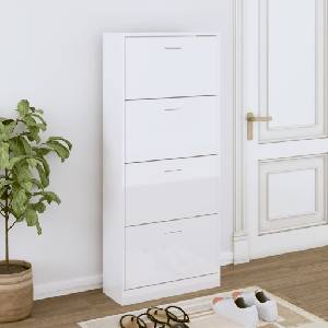 vidaXL Шкаф за обувки, бял гланц, 63x24x147 см, инженерно дърво (342546)