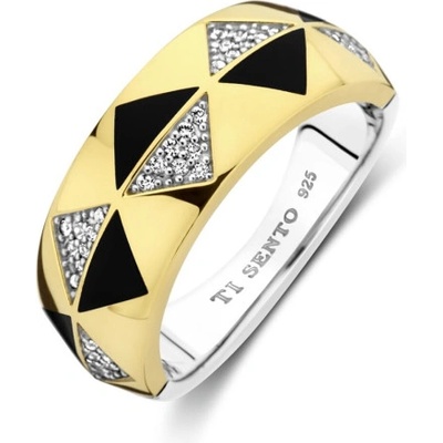 Ti Sento stříbrný pozlacený prsten se zirkony 12350BL