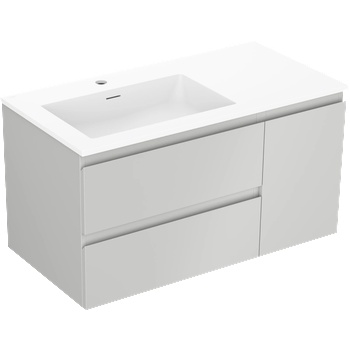 Mexen Orio шкаф за баня 90 см с мивка Otis лява, 2S, 1D, сив мат/бял мат - 91A13-09047-3-BBFFF62-W18L01 (91A13-09047-3-BBFFF62-W18L01)