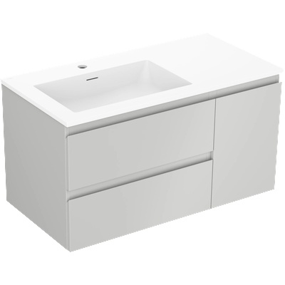 Mexen Orio шкаф за баня 90 см с мивка Otis лява, 2S, 1D, сив мат/бял мат - 91A13-09047-3-BBFFF62-W18L01 (91A13-09047-3-BBFFF62-W18L01)