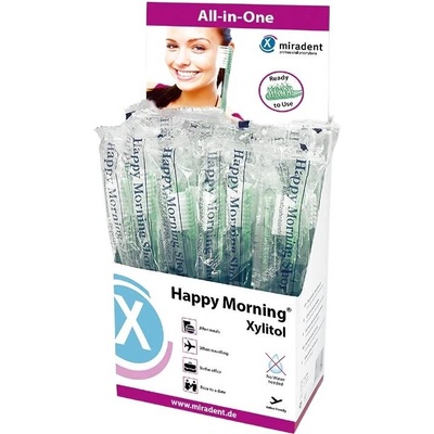 Miradent Комплект еднократни четки за зъби с паста Happy Morning, 50 броя