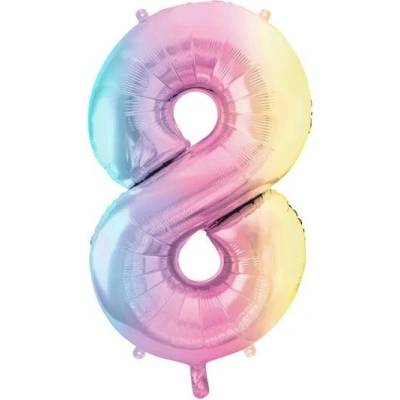 Party Deco Фолиев Балон Цифри Пастелна Дъга 86 см - 8 (fb1m-8-000p)