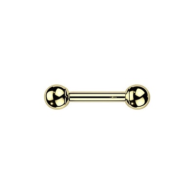 Šperky4U Zlatý piercing cartilage činka 1,2 x 6 mm, kuličky 3 mm, Au 585/1000 ZL01280-1206