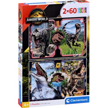 Clementoni Детски пъзел Clementoni от 2 х 60 части - Джурасик свят (24830)