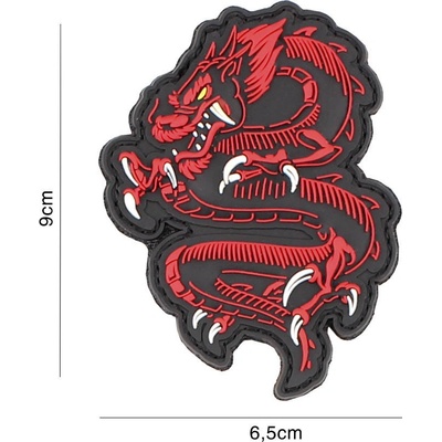 Gumová nášivka 101 Inc Dragon - červená