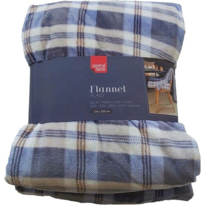Mistral home Pléd flanel printed Navy check modrá 150x200