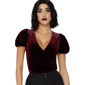 KILLSTAR Дамска блуза (топ) KILLSTAR - Crimson Web Wrap - Red - KSRA013841