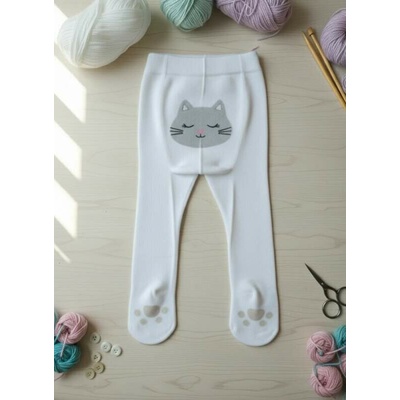 Kojenecké punčocháčky kočička bílá