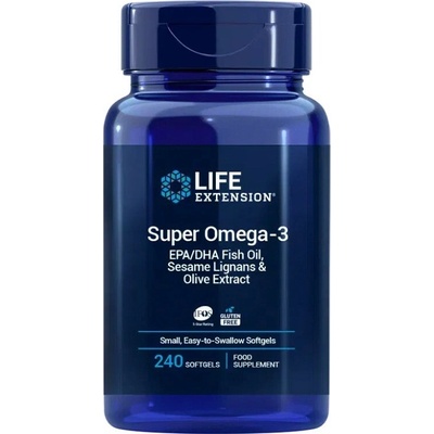 Life Extension Omega-3 EPA/DHA rybí olej so sezamom a olivami 240 softgel kapsúl
