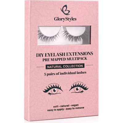 GloryStyles Sada 5 párů segmentových řas - NATURAL COLLECTION