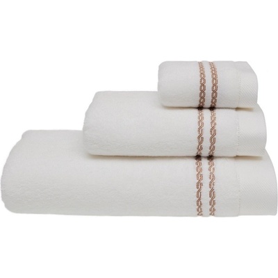 Soft Cotton Uterák CHAINE 50x100 cm. Froté uteráky MICRO COTTON 50x100 cm z mikrovlákna sú veľmi jemné, savé a rýchloschnúce, vyrobené zo 100% česanej bavlny. Biela / béžová výšivka