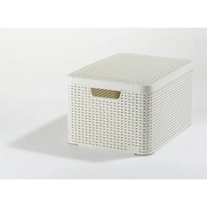 Keter Кошница от ратан с капак, 30 л, бяла, CURVER "Style L" 205862 (205862)
