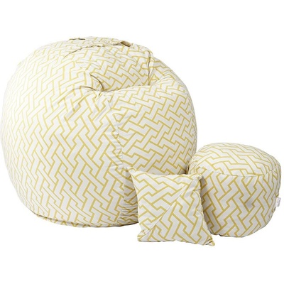 PUFRELAX Комплект Барбарон с табуретка за крака и декоративна възглавница 700л. King Size, Zappity Yellow, Перящ се калъф, Пълнеж с микс от мемори пяна и дунапрен, Гама Premium (PUF-M-KOP-PT-ZAY)