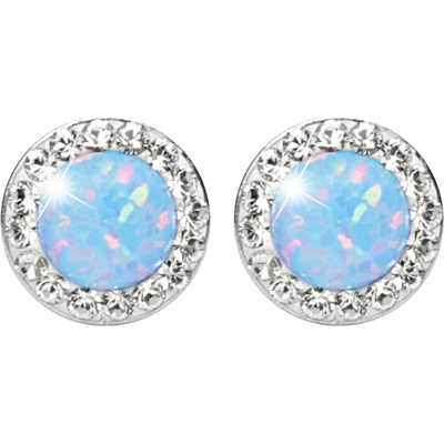 JSB Bijoux Opály s krištáľovými kameňmi Swarovski Light Blue 92400040l-bl (Ag 925/1000, 1,4 g)