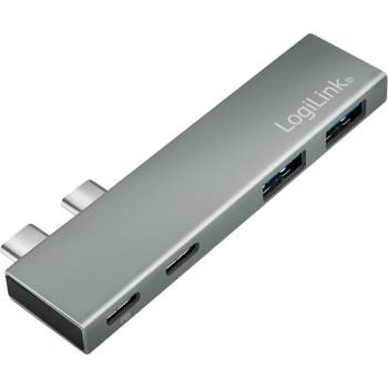 LogiLink USB 3.2 Gen2x2 хъб, 4 порта, PD, за MacBook и iPad, сребрист