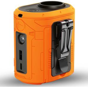 Techsuit - Преносим мини вентилатор Premium (Z14) - с външна батерия, презареждащ се, 5 скорости на вятъра, катарама за колан, 5000mAh - оранжев
