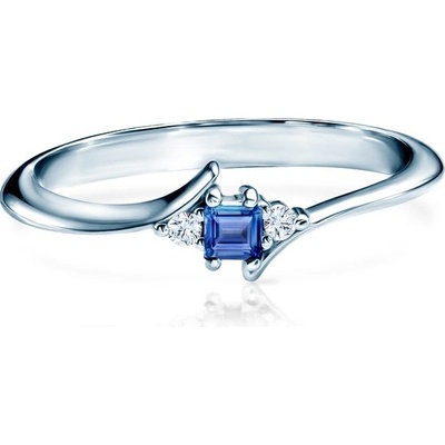 Savicki zásnubní prsten bílé zlato modrý safír diamanty SAVSP11049NSZ