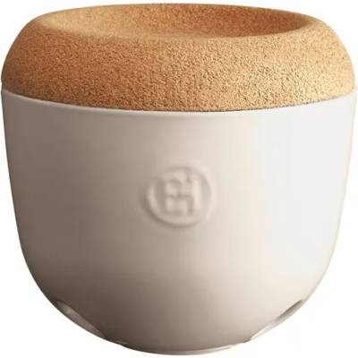 Emile henry (Франция) Керамичен канистър за чесън emile henry garlic pot с капак - Ø14.5 см - цвят екрю (eh 8763-02)