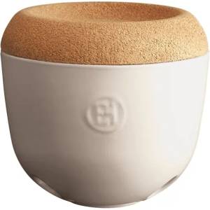 Emile henry (Франция) Керамичен канистър за чесън emile henry garlic pot с капак - Ø14.5 см - цвят екрю (eh 8763-02)