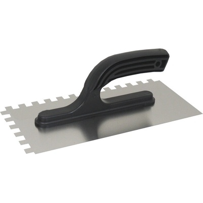TOPTRADE hladítko nerezové, s plastovou rukoväťou, zub 8 mm, 270 x 130 mm, hobby