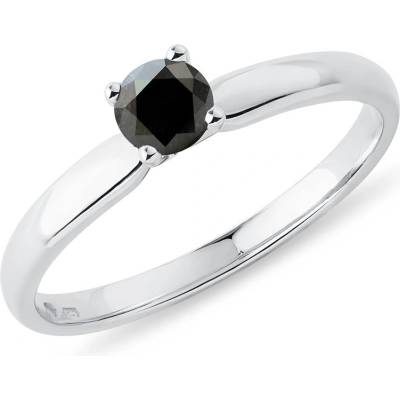 Klenota Prsteň z bieleho zlata s čiernym diamantom k0169012