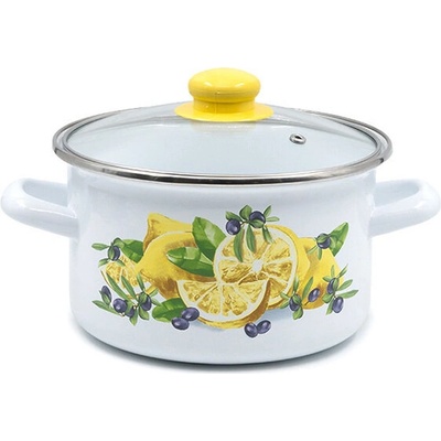 Тенджера емайл с кант стъклен капак 2, 1л ЛИМОНИ (105755/7)